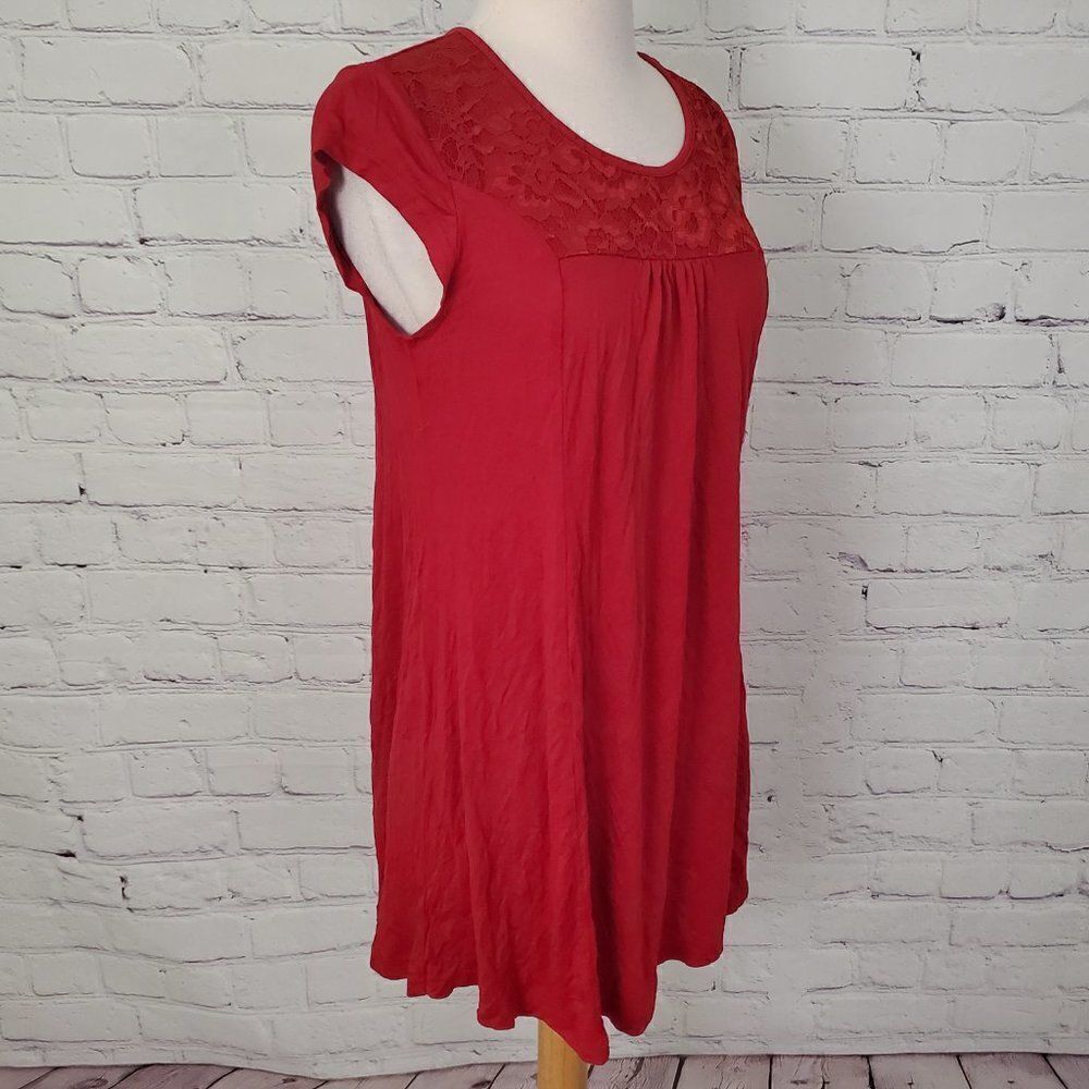 𝅺Furnex Cap Sleeve Top Lace Red M NWT - Picture 4 of 10